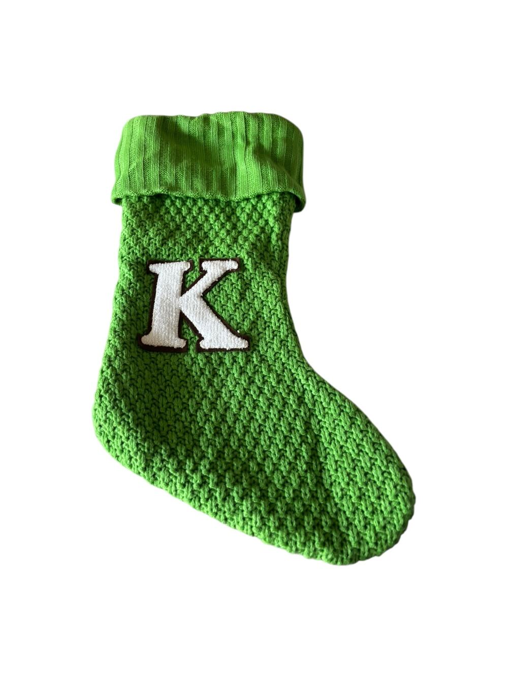Wondershop Monogram Stocking Green Knit K Letter